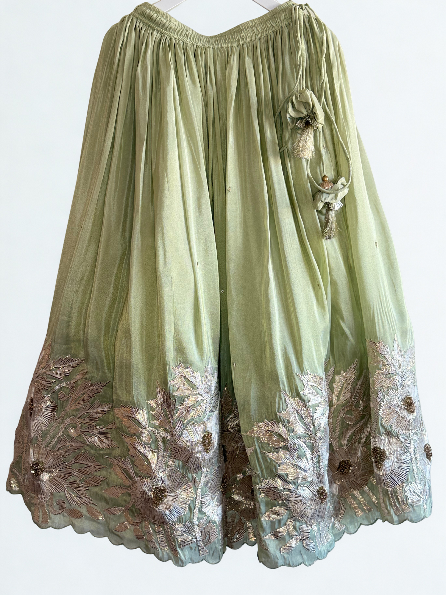 Sage Green Lengha with Gota Embroidery
