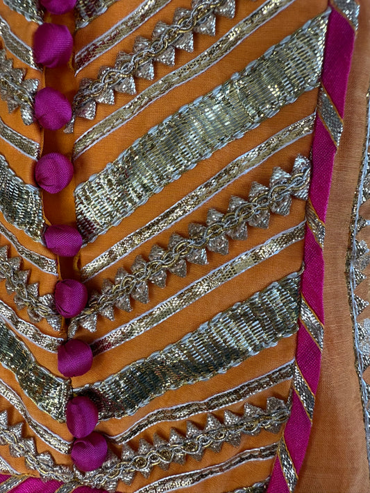 Tangerine Kali Kurta Set