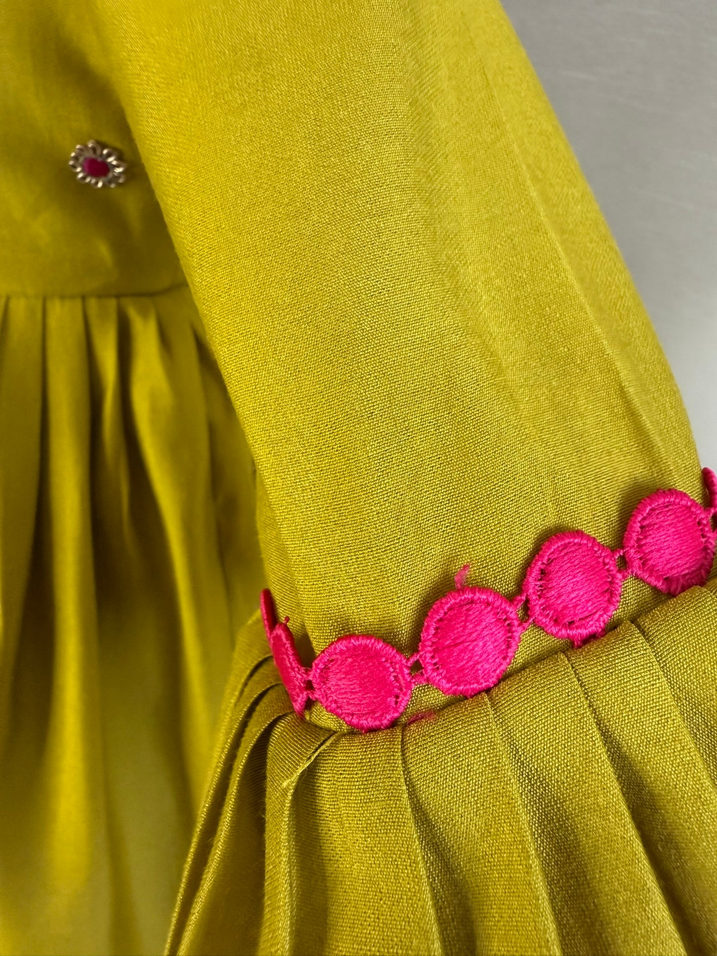Olive Pleated Anarkali Set