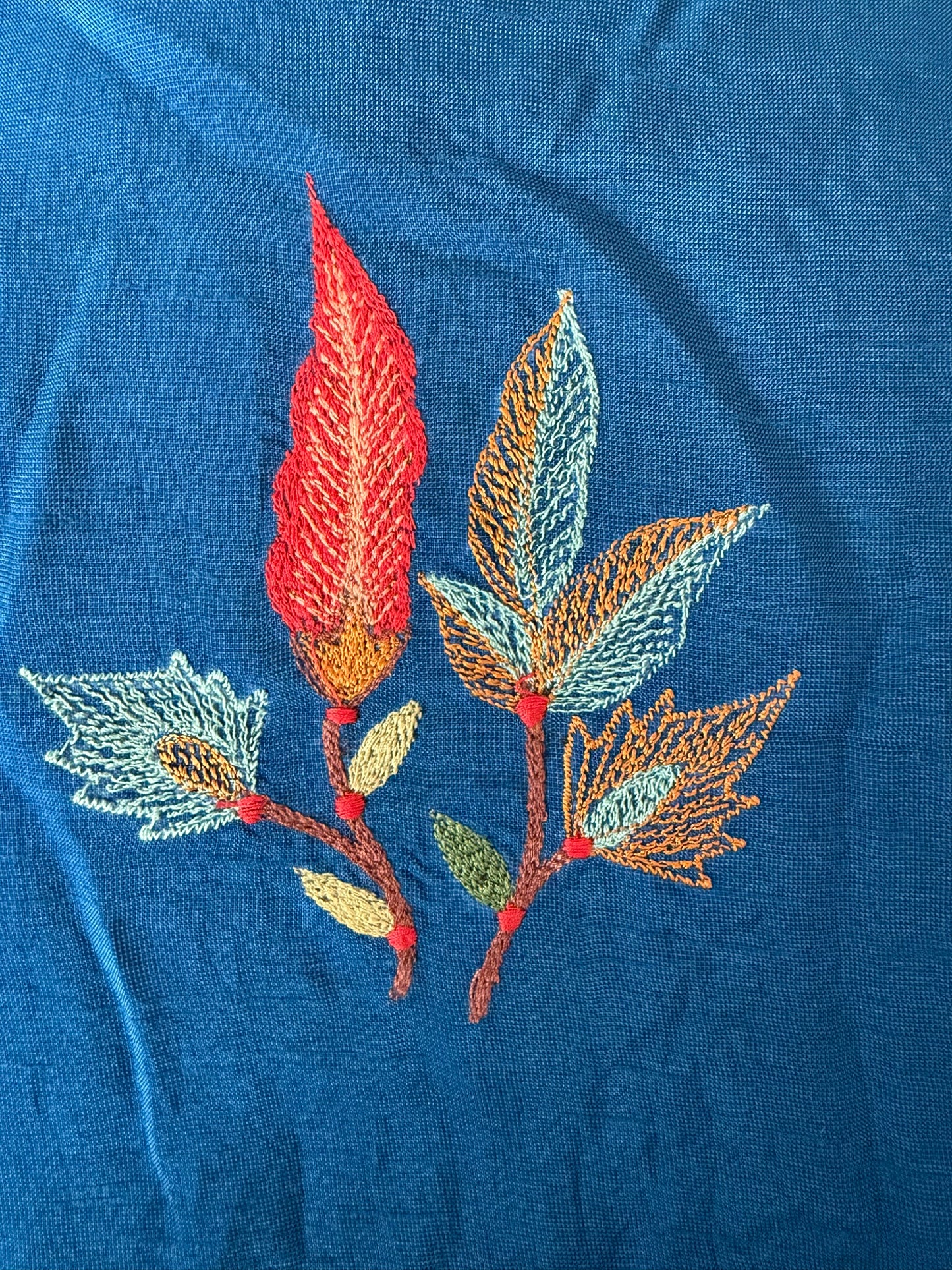 Blue Lengha with Lotus Thread Work Embroidery
