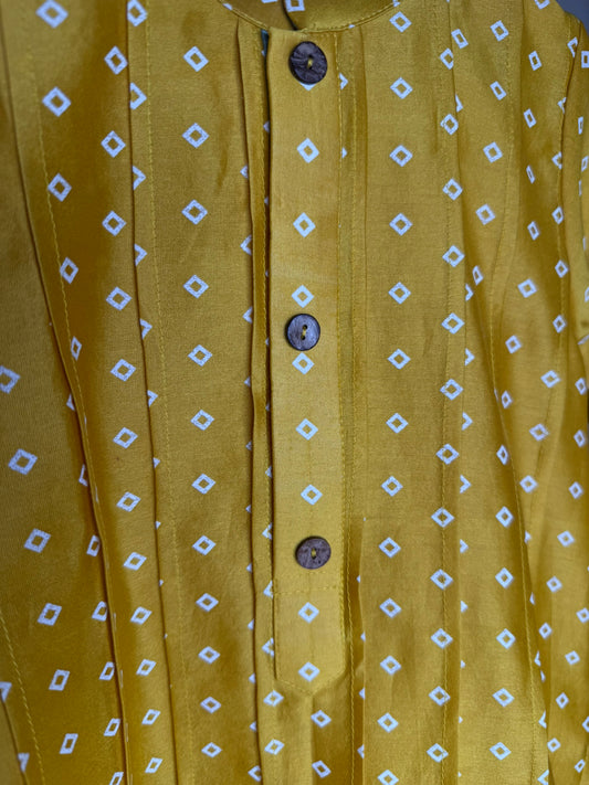 Mustard Yellow Bandhani Print Kurta Set