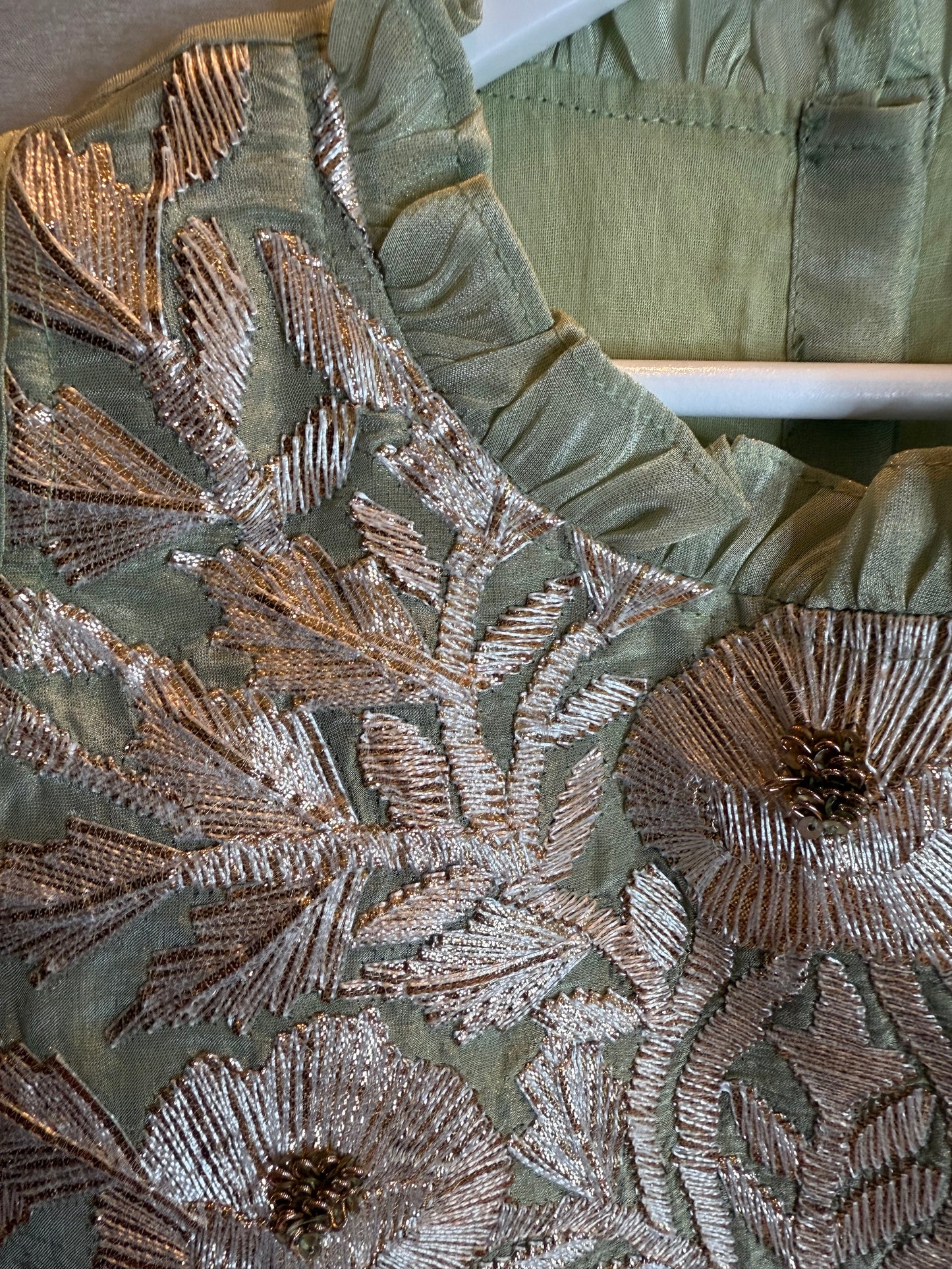 Sage Green Lengha with Gota Embroidery