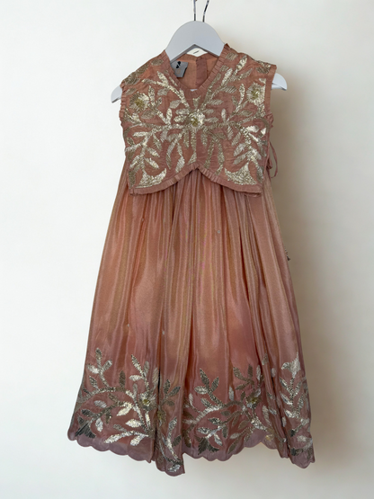 Dusty Pink Lengha with Floral Gota Embroidery