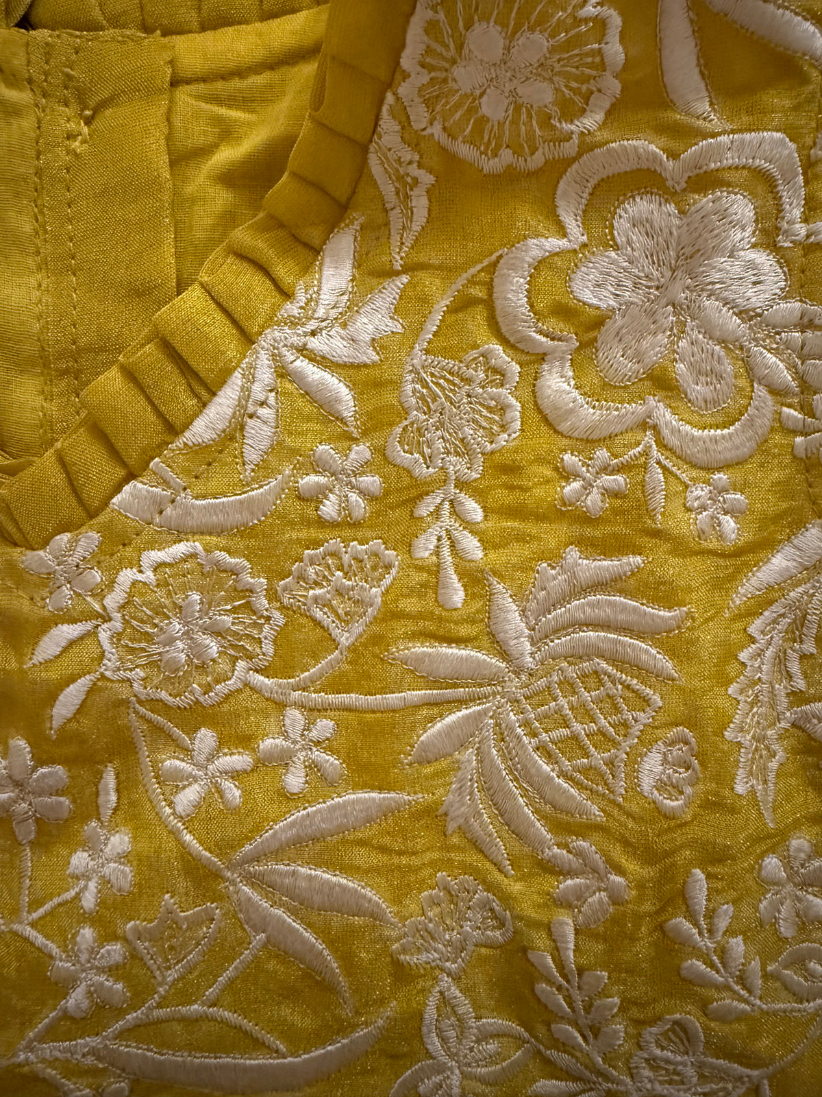 Yellow Lehenga with Zari Thread and Pearl Embroidery