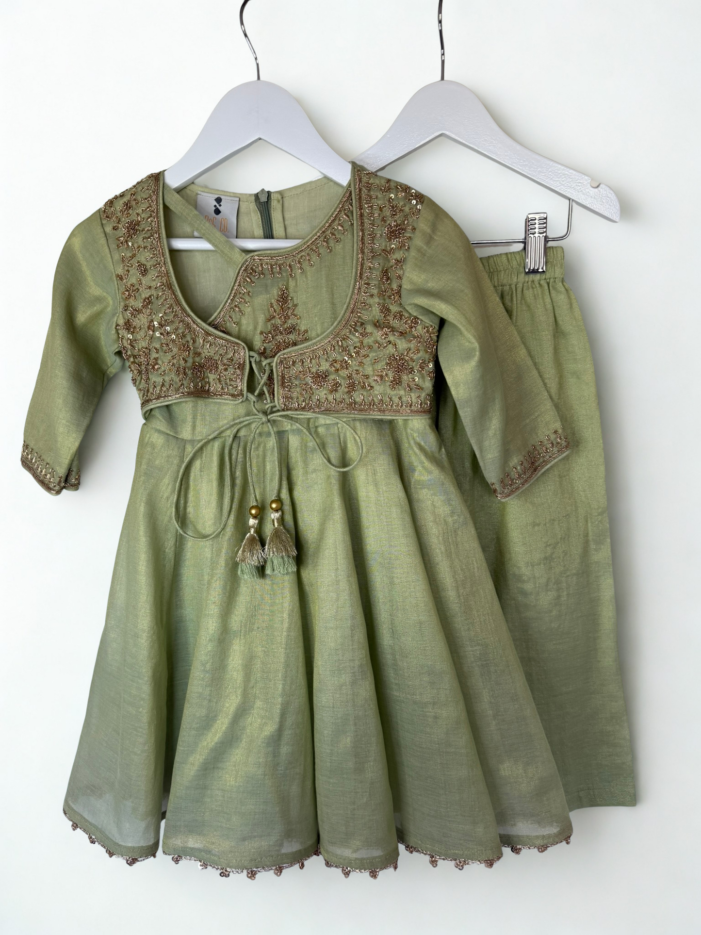 Pistachio Green Zari Embroidered Anarkali Set