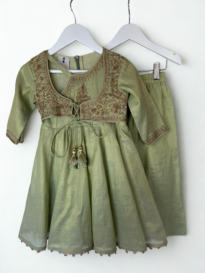 Pistachio Green Zari Embroidered Anarkali Set