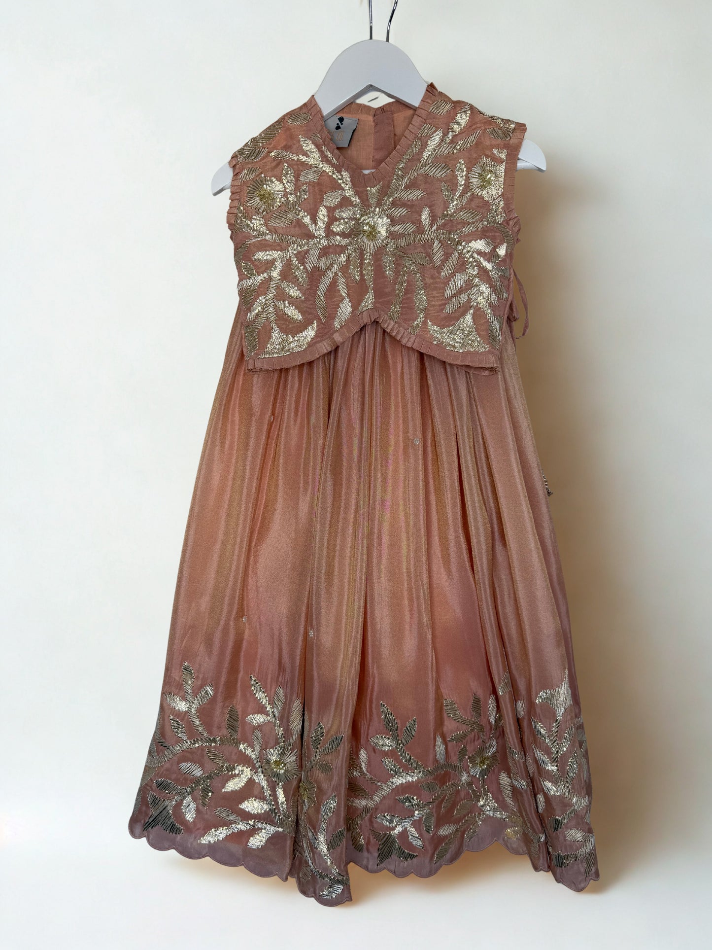 Dusty Pink Lengha with Floral Gota Embroidery