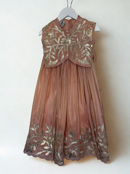 Dusty Pink Lengha with Floral Gota Embroidery