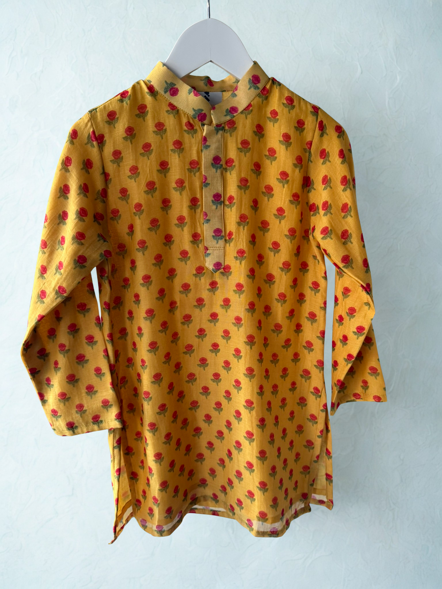 Mustard Floral Print Kurta Set