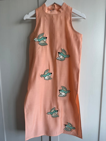 Peach Kurta with White Palazzo Trousers