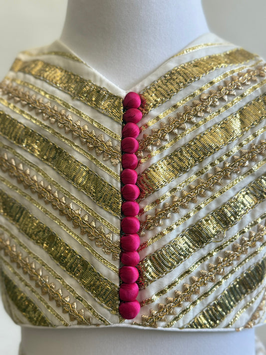 Ivory Lengha with Gota Embroidery