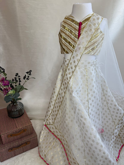 Ivory Lengha with Gota Embroidery