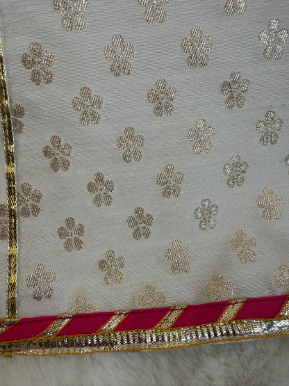 Ivory Lengha with Gota Embroidery