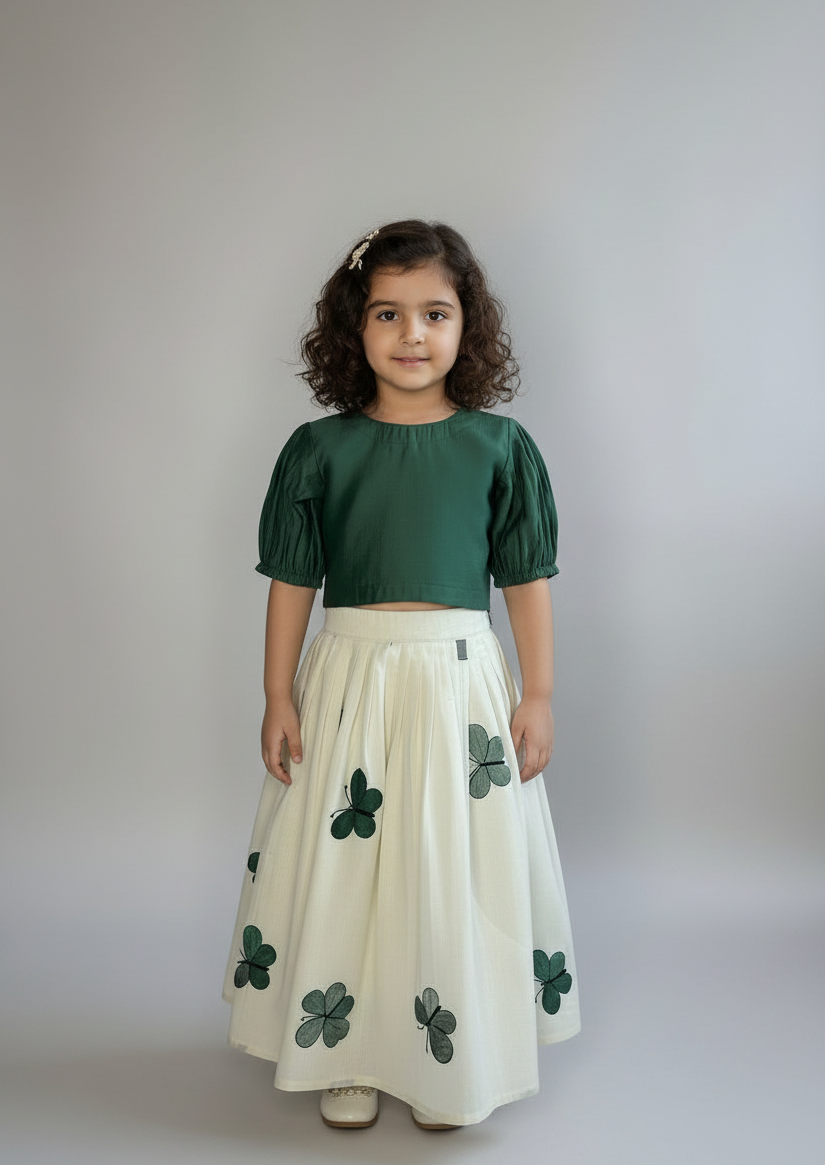 Ivory Lehenga with Embroidered Butterflies