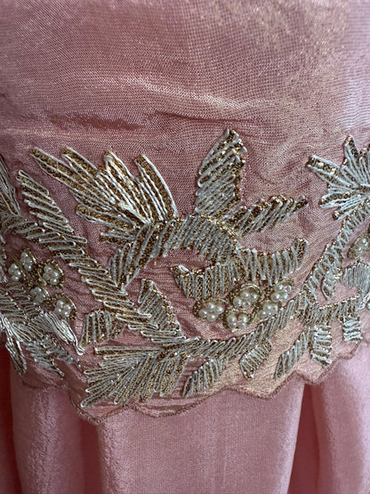 Pastel Pink Palazzo Set with Zari and Pearl Embroidery