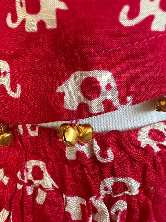 Raspberry Pink Elephant Print Lengha