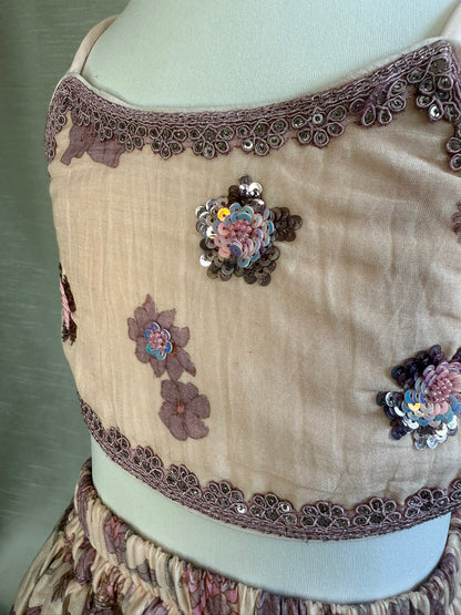 Floral Print Lengha with Embellished Blouse