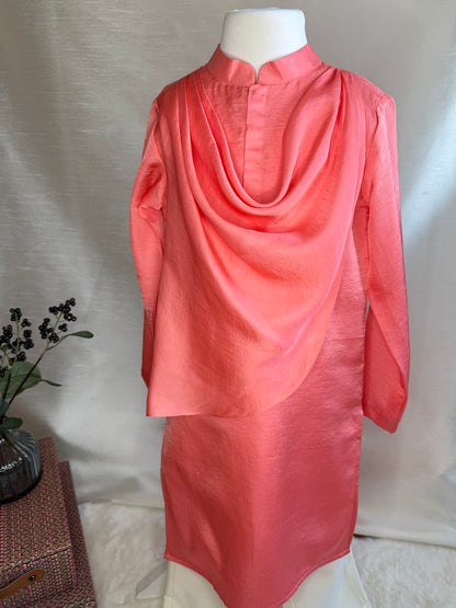 Pink Cowl Kurta Set