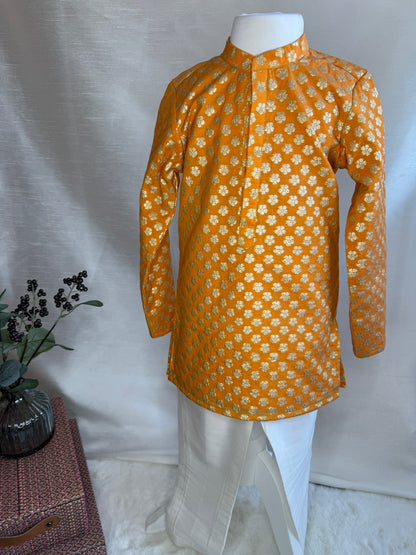 Tangerine Brocade Kurta Set