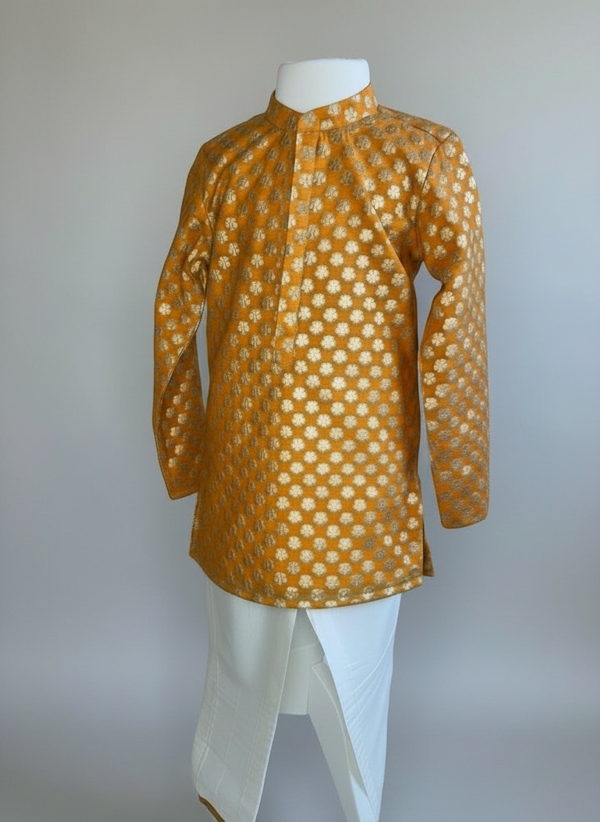 Tangerine Brocade Kurta Set