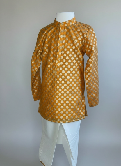 Tangerine Brocade Kurta Set