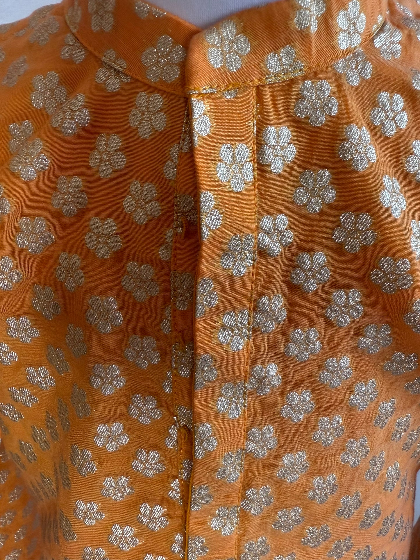 Tangerine Brocade Kurta Set