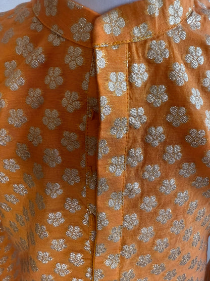 Tangerine Brocade Kurta Set