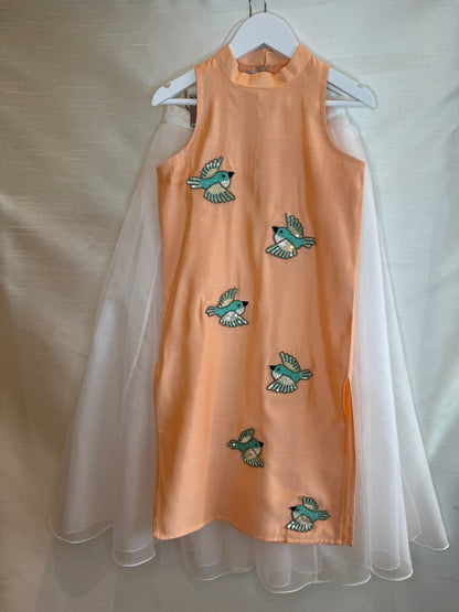 Peach Kurta with White Palazzo Trousers