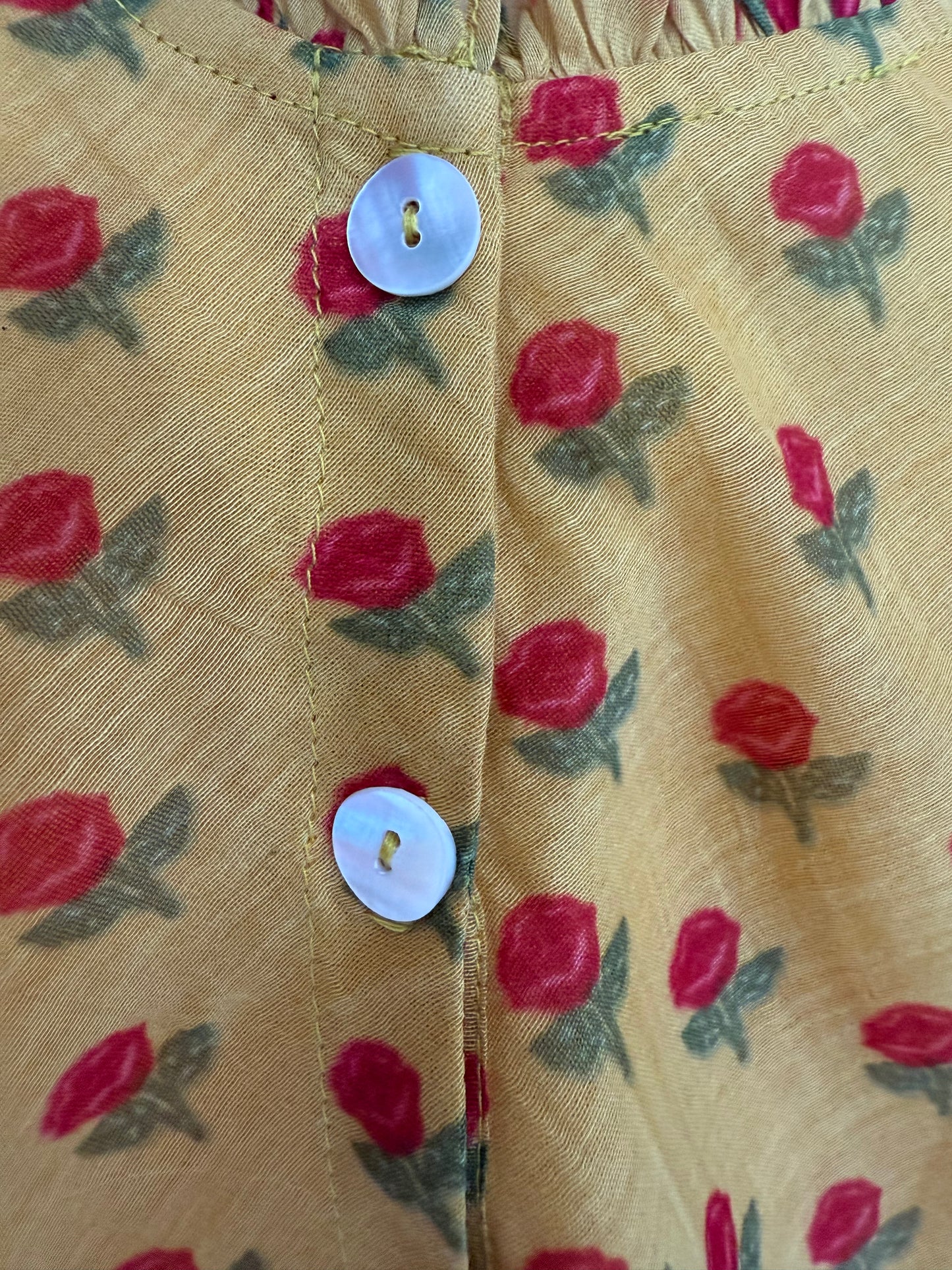 Mustard Floral Print Top and Flared Trousers