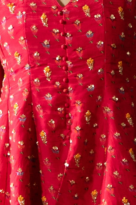 Hot Pink Peplum and Flared Trousers Set