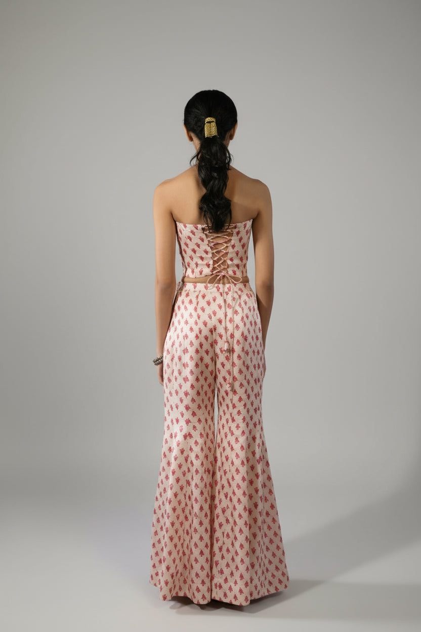 White Corset and Flared Trousers Set