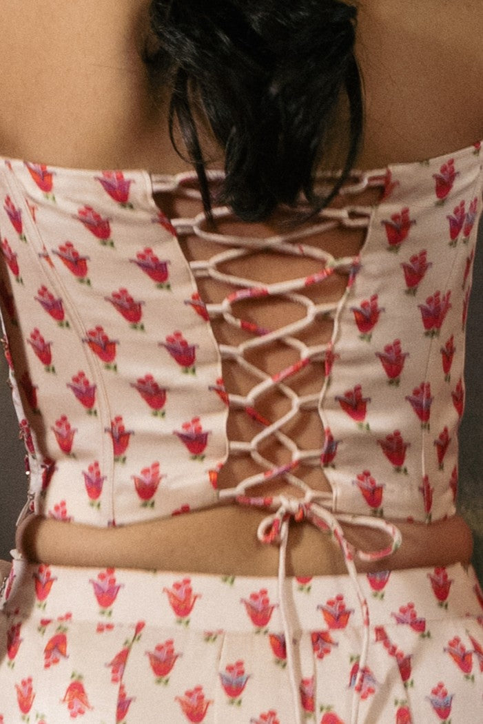 White Corset and Flared Trousers Set