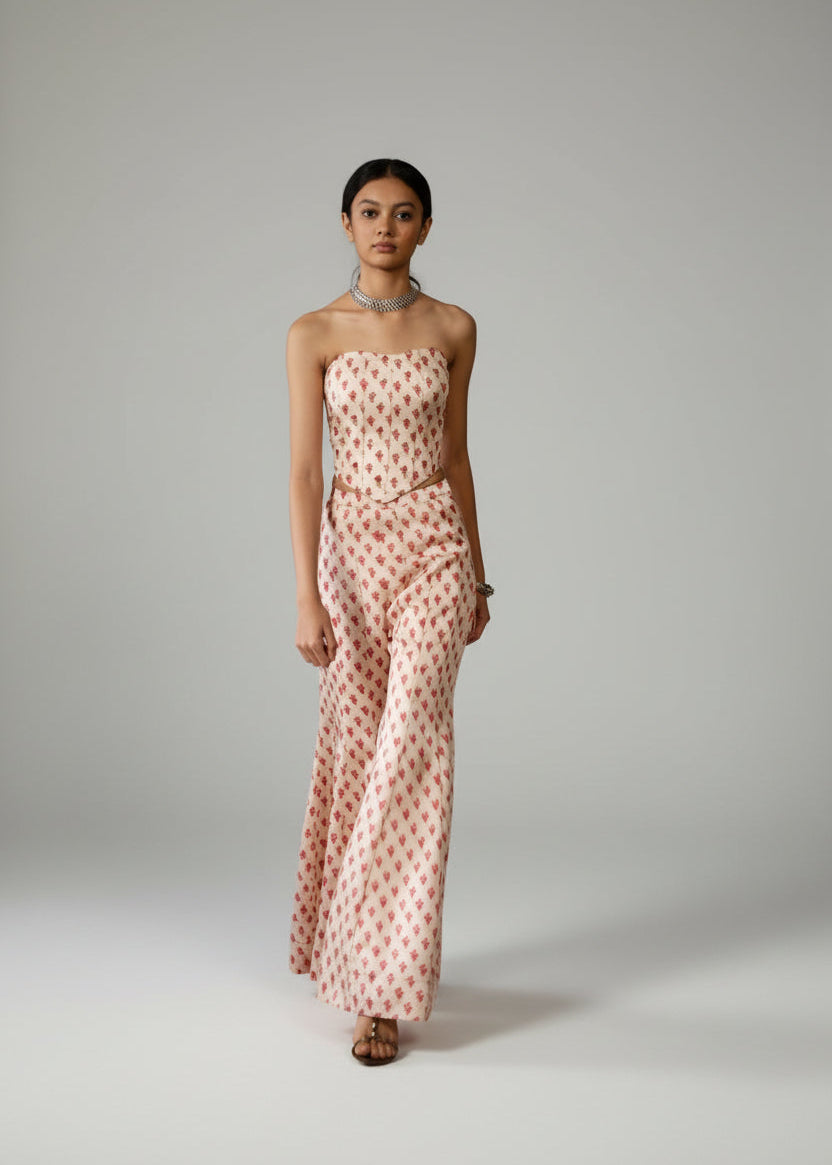 White Corset and Flared Trousers Set