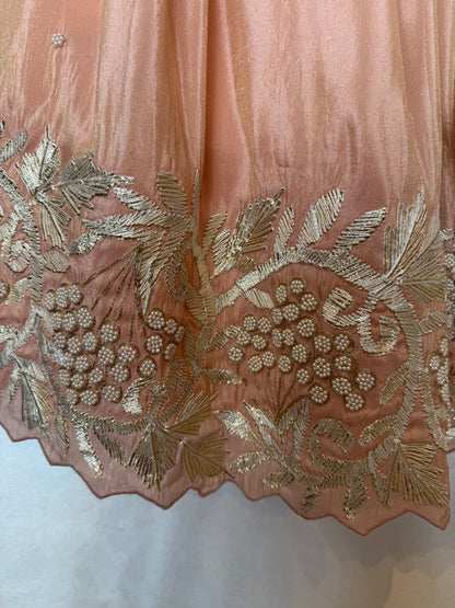 Dusty Pink Pearl and Metallic Thread Work Lengha with Dupatta