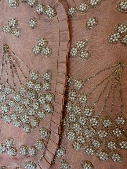 Dusty Pink Pearl and Metallic Thread Work Lengha with Dupatta