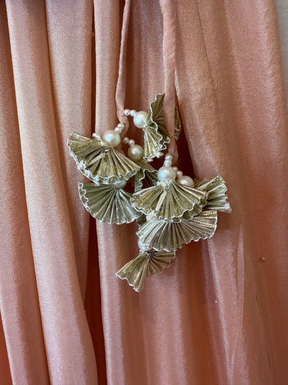 Dusty Pink Pearl and Metallic Thread Work Lengha with Dupatta