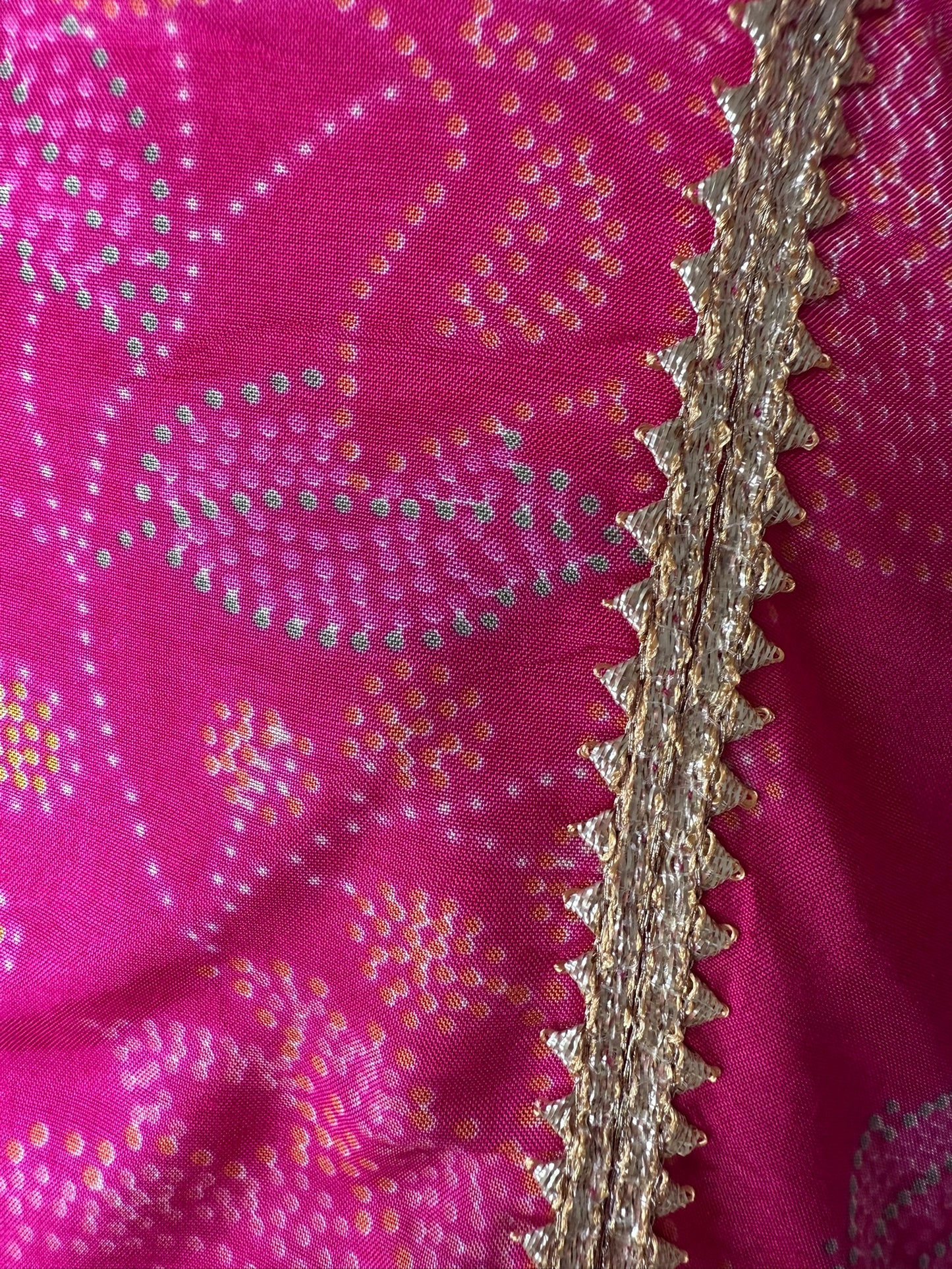 Hot Pink Floral Print Sharara with Gota Lace Detailing