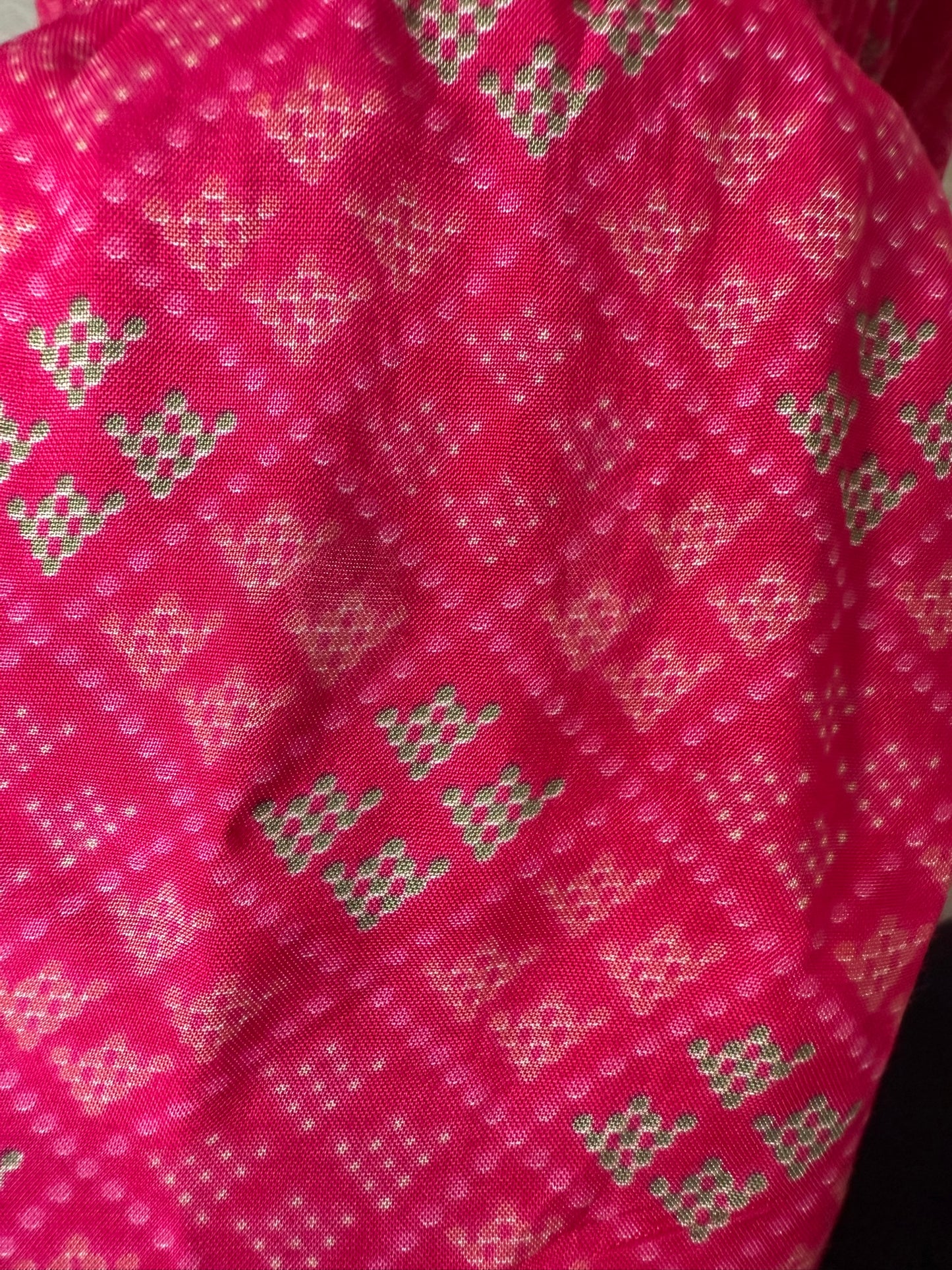 Hot Pink Floral Print Sharara with Gota Lace Detailing