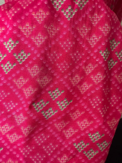 Hot Pink Floral Print Sharara with Gota Lace Detailing