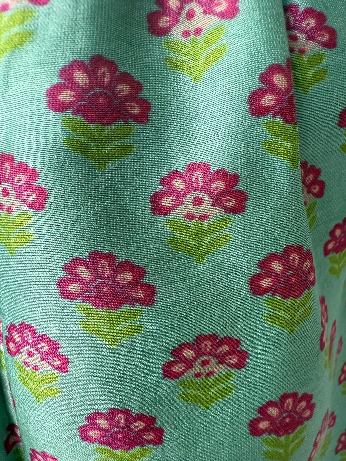 Mint Floral Print Peplum Set with Gota Lace Embroidery