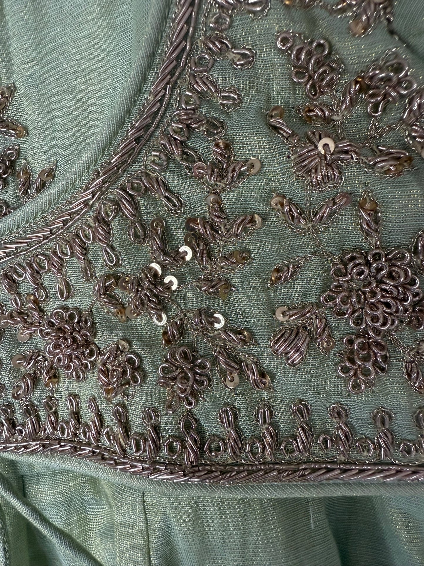 Pistachio Green Zari Embroidered Anarkali Set