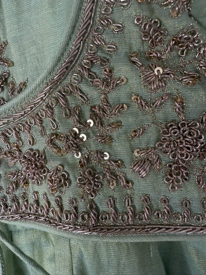 Pistachio Green Zari Embroidered Anarkali Set