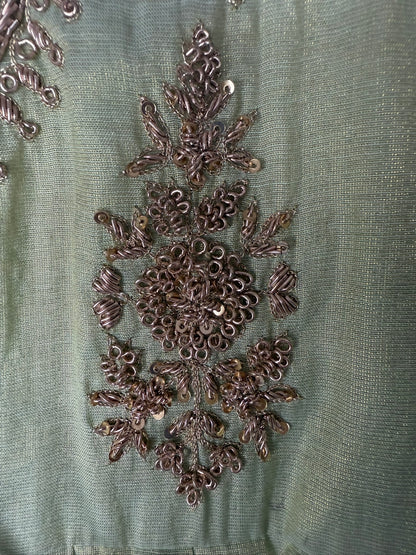 Pistachio Green Zari Embroidered Anarkali Set