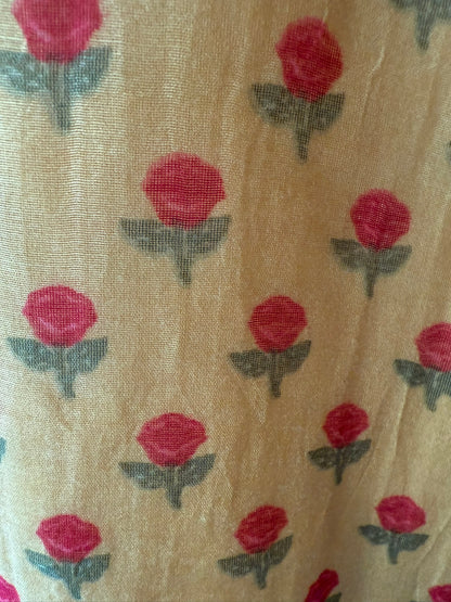 Mustard Floral Print Kurta Set