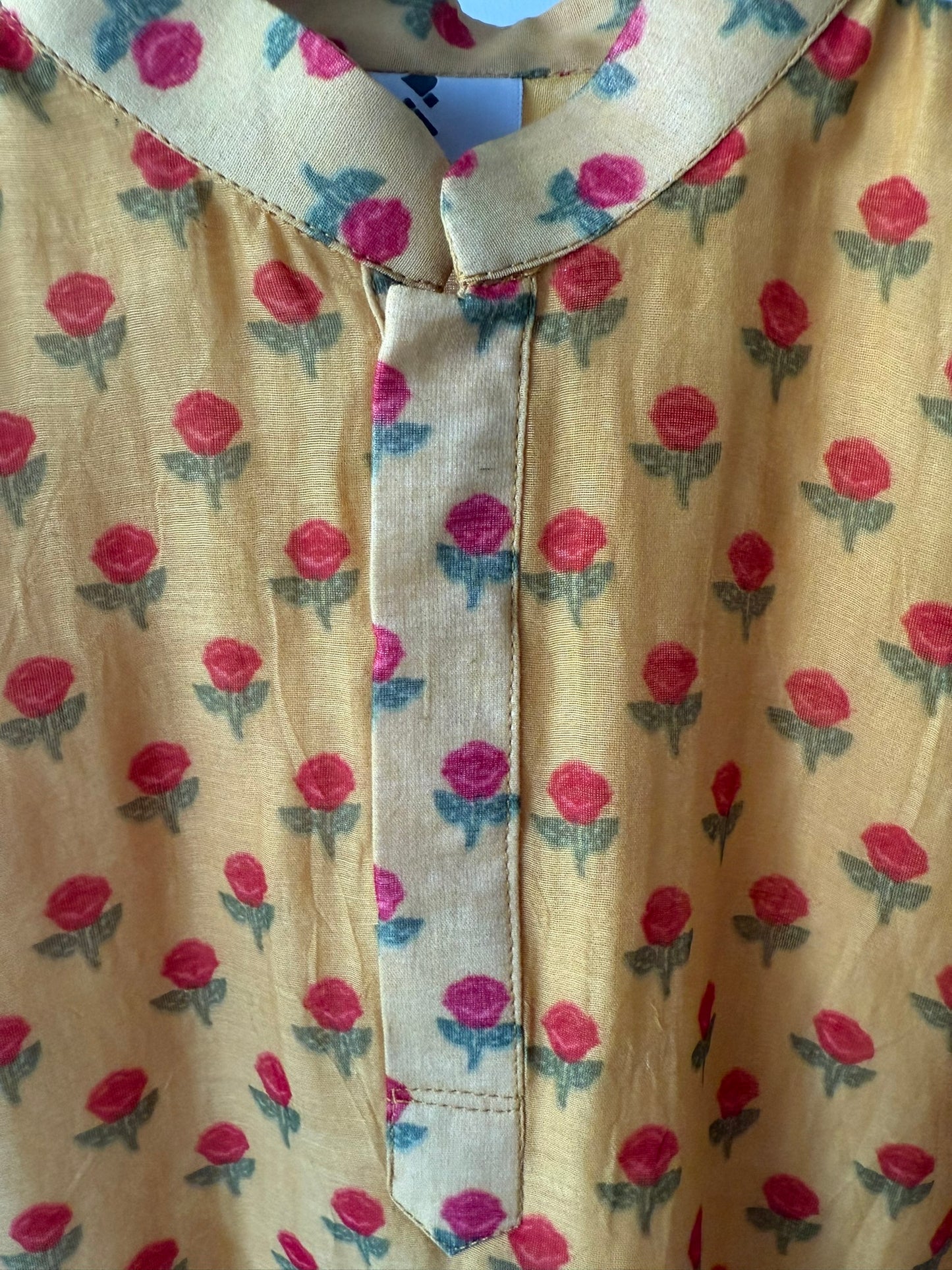 Mustard Floral Print Kurta Set