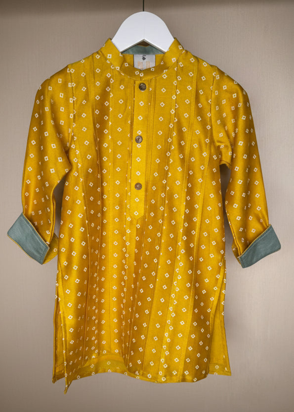 Mustard Yellow Bandhani Print Kurta Set