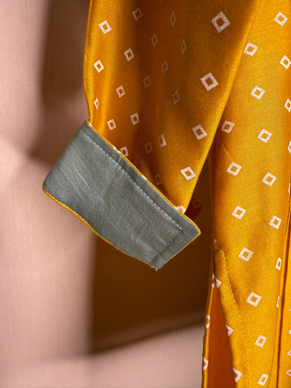 Mustard Yellow Bandhani Print Kurta Set