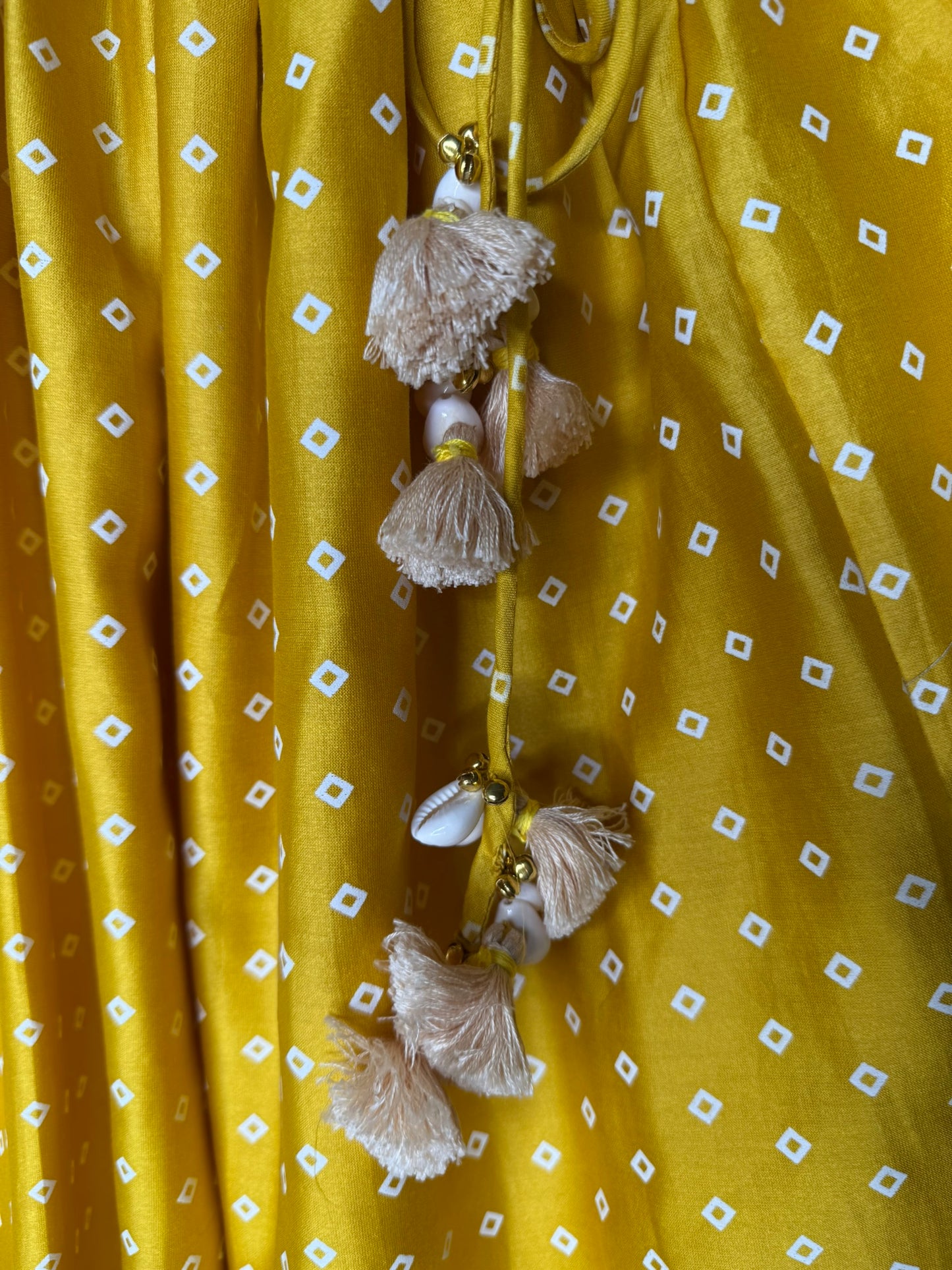 Mustard Yellow Bandhani Print Lengha