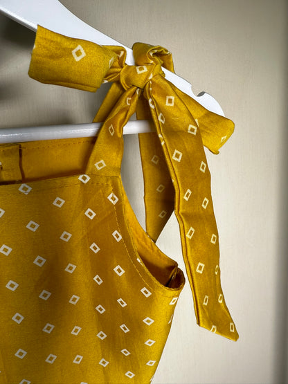 Mustard Yellow Bandhani Print Lengha
