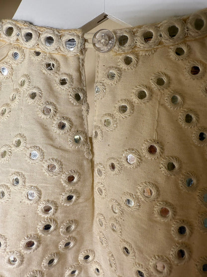 Ivory Sharara Set with Mirror Embroidery and Tassels